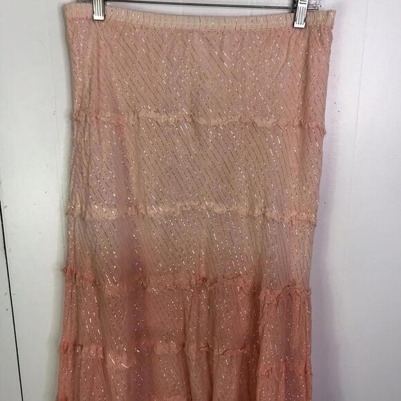 Baby Love Skirt Womens L Tiered Hem Ombré Fairy Maxi Flowy Girly Femme Boho - Picture 6 of 9